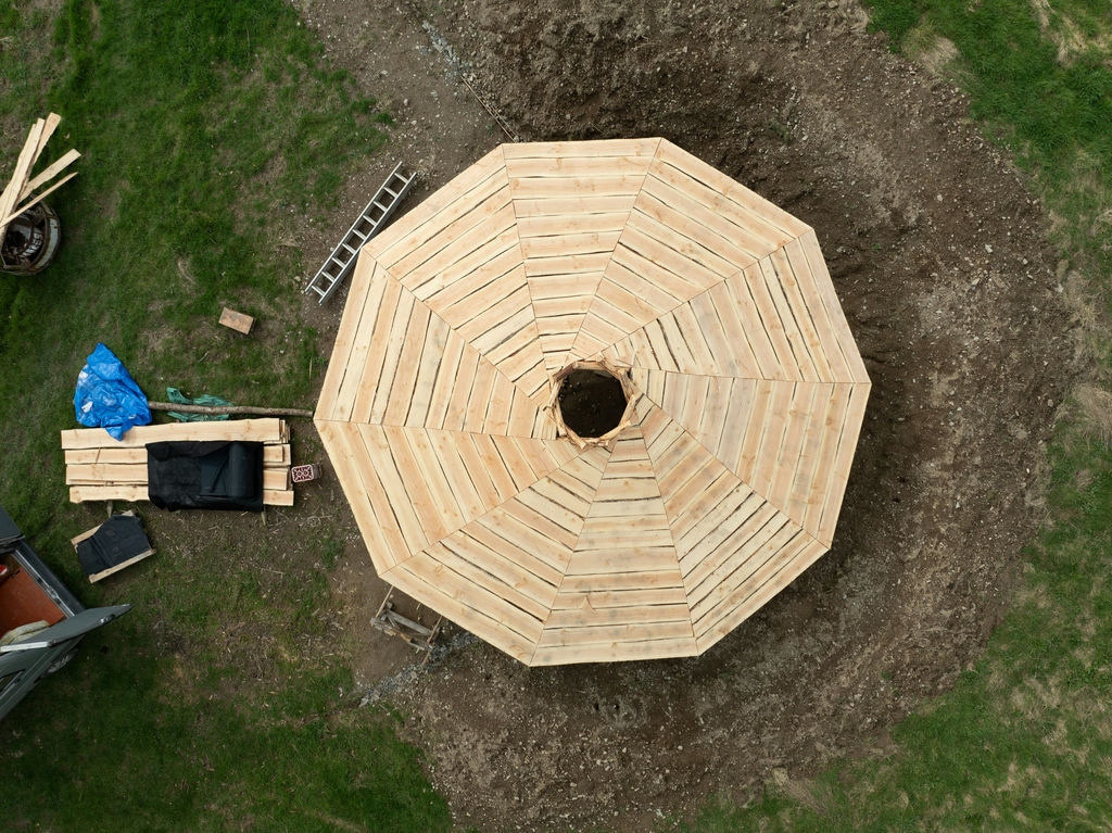 larch-pole-roundhouse-roof-aerial